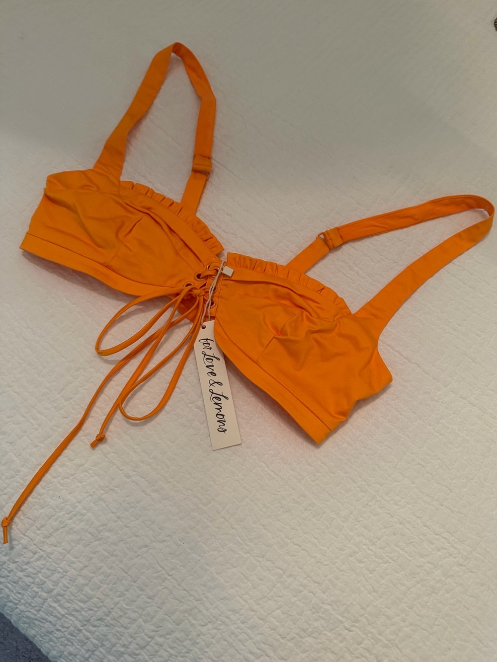 NWT For Love or Lemons Orange Lace-Up Bra Top